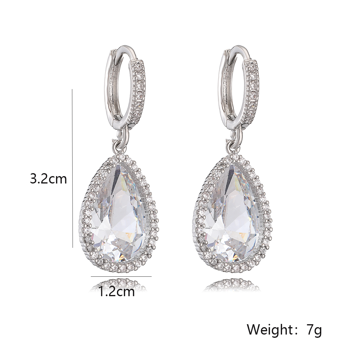 1 Pair Simple Style Commute Water Droplets Plating Inlay Copper Zircon 18k Gold Plated Drop Earrings display picture 1