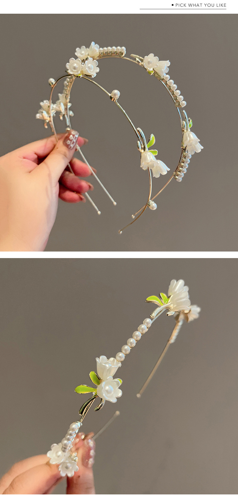 Mignon Sucré Pastorale Fleur Alliage Incruster Perles Artificielles Bande De Cheveux display picture 3