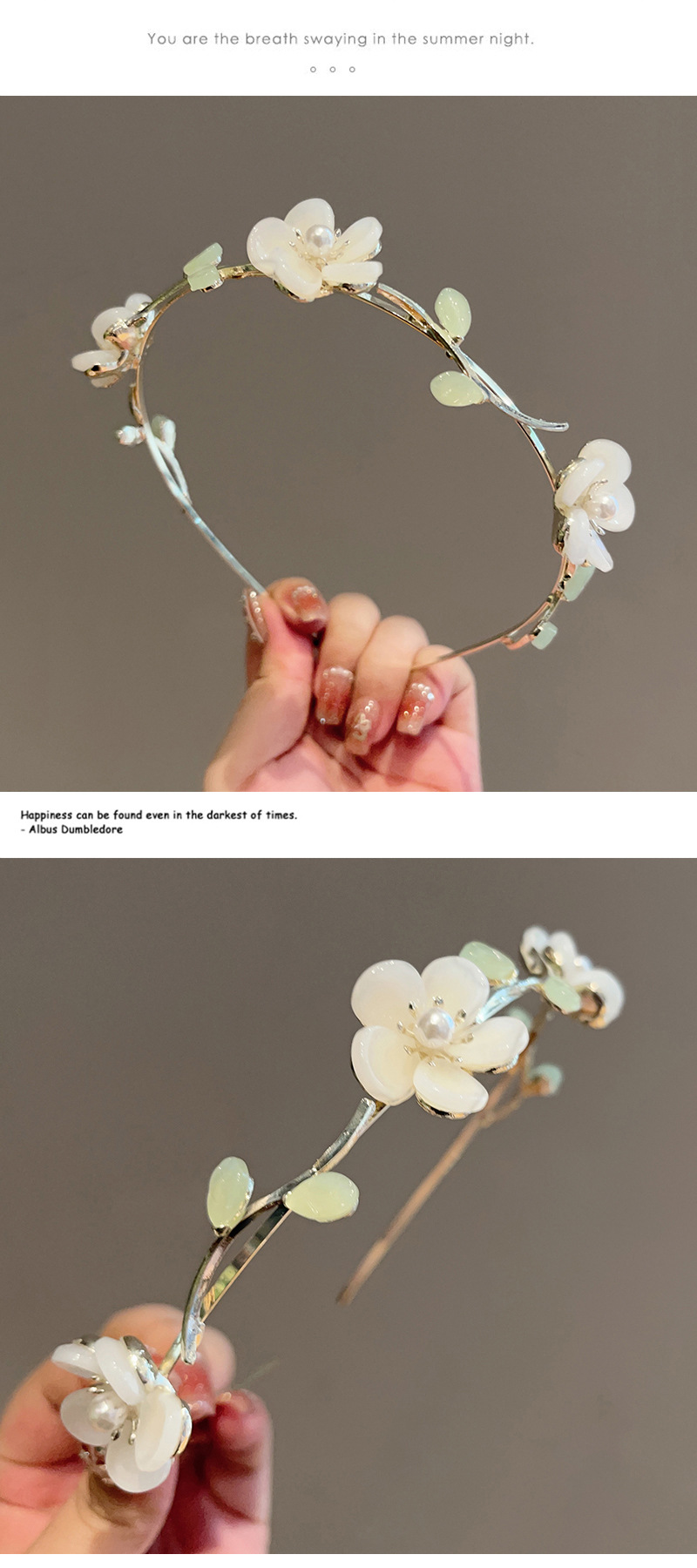 Sweet Pastoral Flower Alloy Inlay Artificial Pearls Hair Band display picture 2