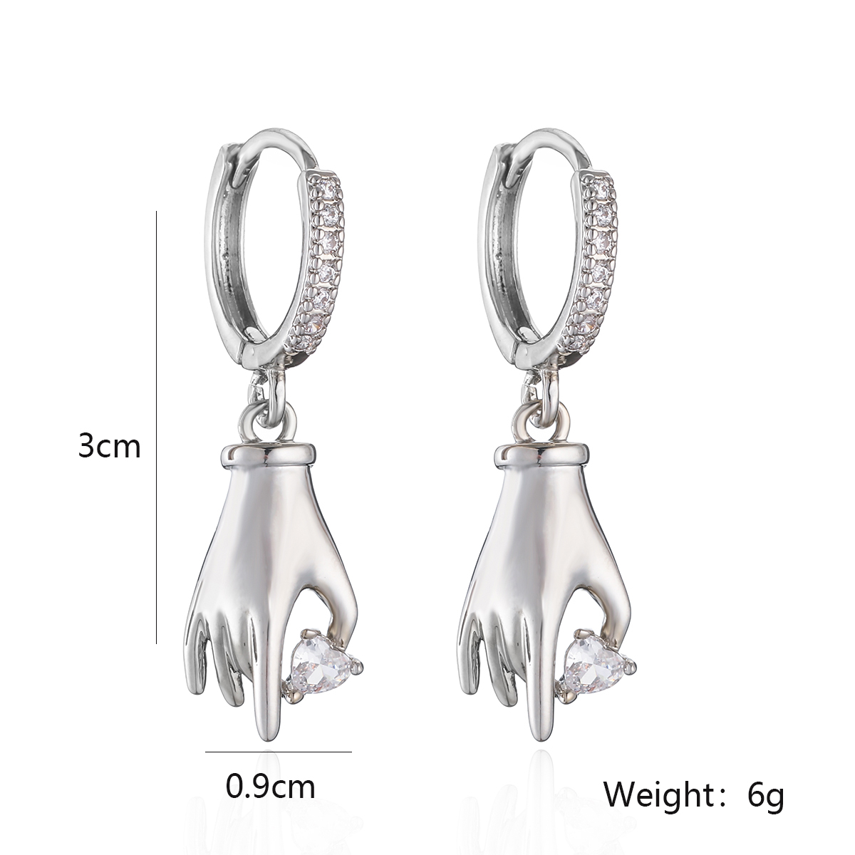 1 Pair Simple Style Commute Hand Heart Shape Plating Inlay Copper Zircon 18k Gold Plated Drop Earrings display picture 1