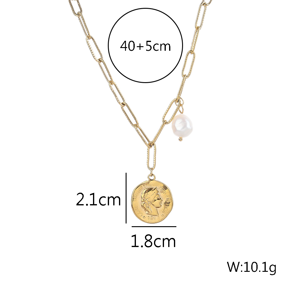 Einfacher Stil Menschlich Rostfreier Stahl Titan Stahl Perle Überzug 18 Karat Vergoldet Vergoldet Halskette Mit Anhänger display picture 1