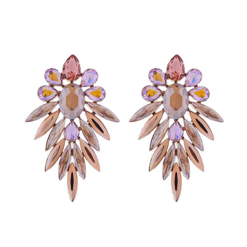1 Pair Glam Shiny Geometric Plating Inlay Alloy Rhinestones Gold Plated Ear Studs display picture 6