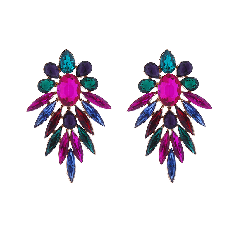1 Pair Glam Shiny Geometric Plating Inlay Alloy Rhinestones Gold Plated Ear Studs display picture 7
