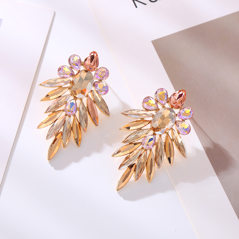 1 Pair Glam Shiny Geometric Plating Inlay Alloy Rhinestones Gold Plated Ear Studs display picture 3