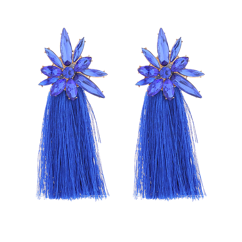1 Pair Bohemian Ice Flowers Inlay Alloy Rhinestones Drop Earrings display picture 9