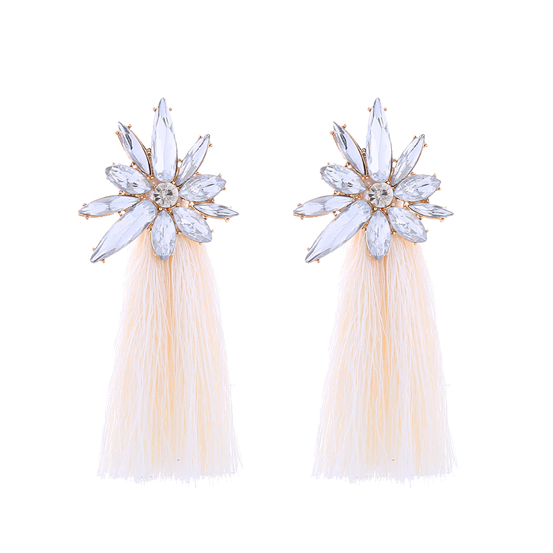 1 Pair Bohemian Ice Flowers Inlay Alloy Rhinestones Drop Earrings display picture 6