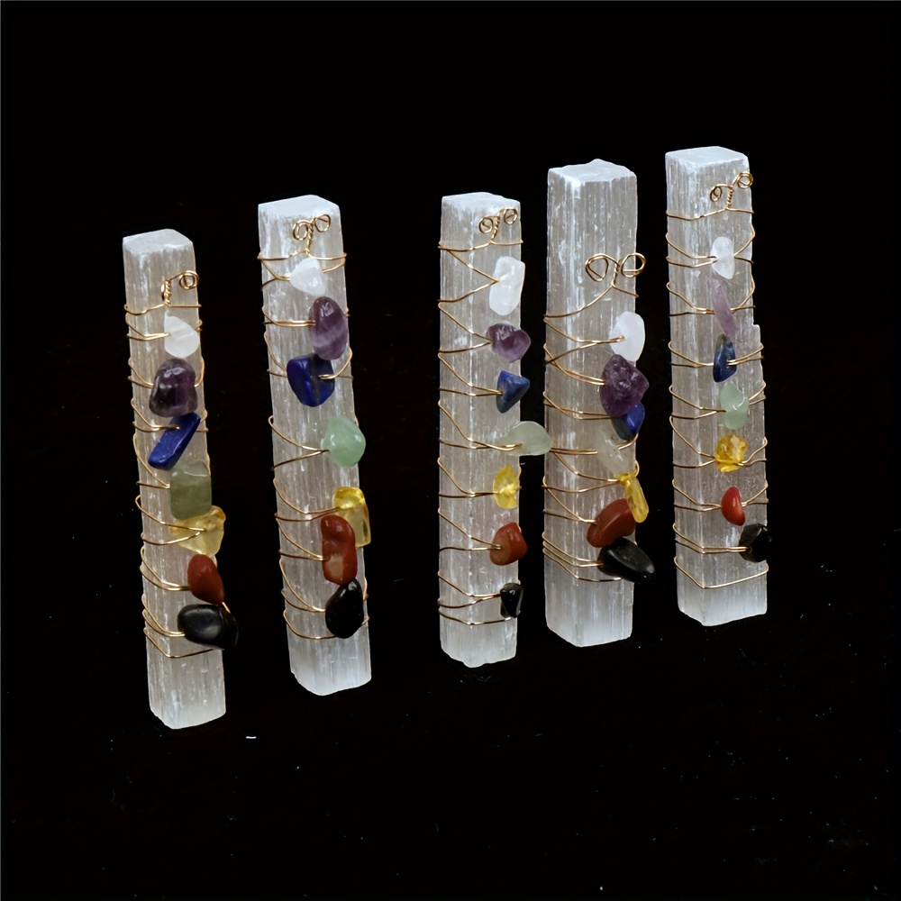 1 Piece Natural Stone Gypsum Rod Copper Wire Color Block display picture 7