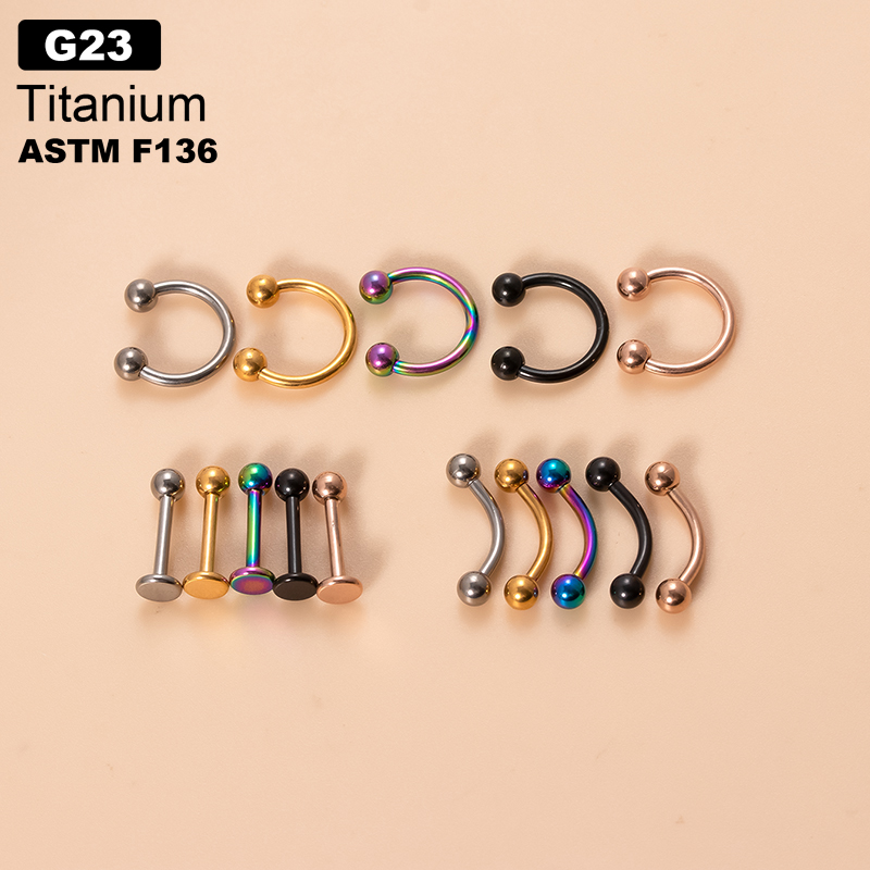 Classic Style Ball Pure Titanium Plating 18k Gold Plated Lip Stud Eyebrow Nails Ear Studs display picture 1
