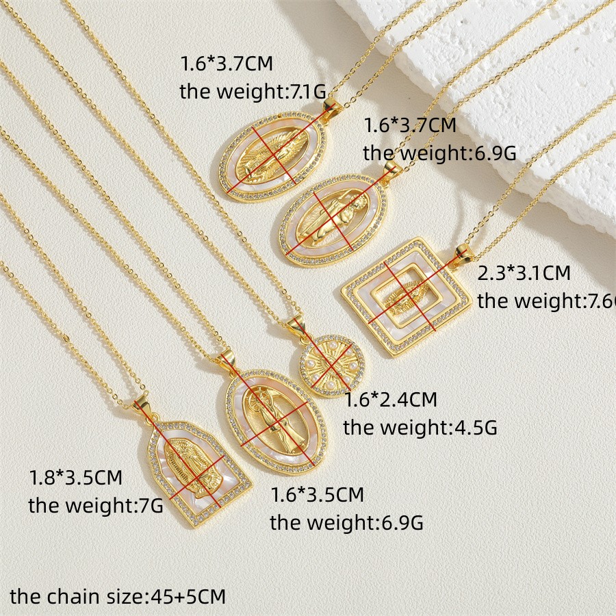 Style Vintage Style Simple Humain Le Cuivre Placage Incruster Coquille Zircon Plaqué Or 14k Pendentif display picture 8
