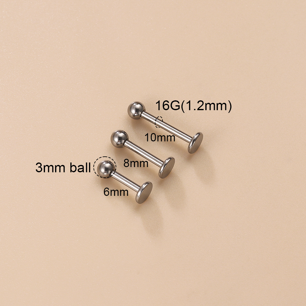 Classic Style Ball Pure Titanium Plating 18k Gold Plated Lip Stud Eyebrow Nails Ear Studs display picture 5