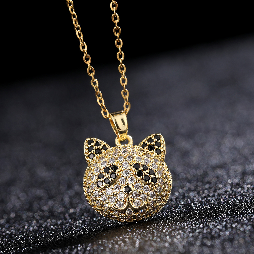 Cartoon Style Hip-hop Retro Bear Copper Plating Inlay Zircon Gold Plated Pendant Necklace display picture 1