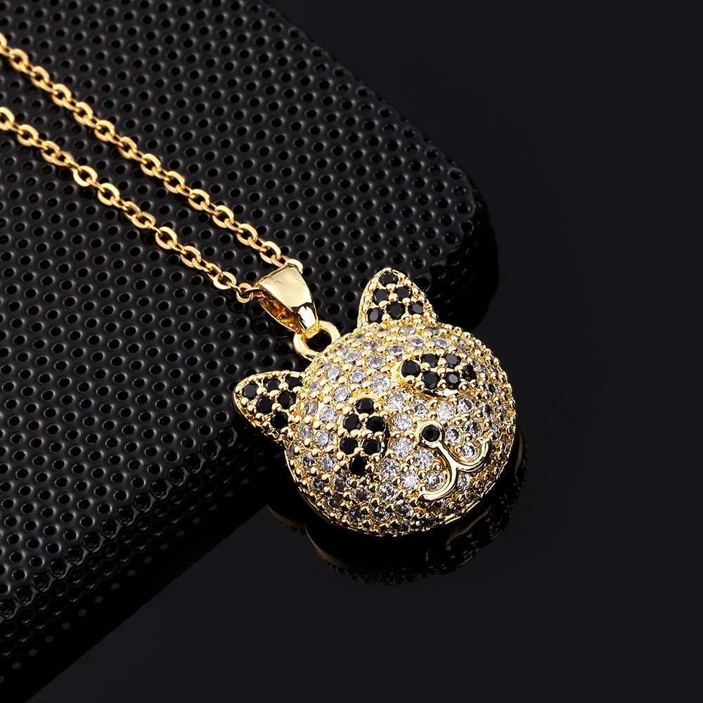 Cartoon Style Hip-hop Retro Bear Copper Plating Inlay Zircon Gold Plated Pendant Necklace display picture 3