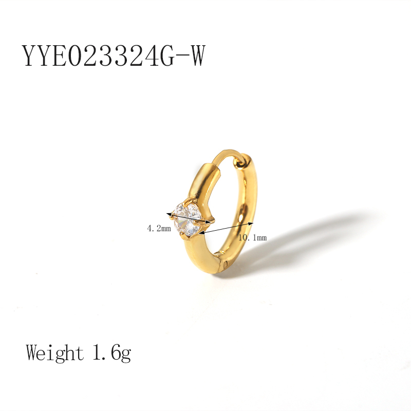 1 Pair IG Style Solid Color Plating Inlay 304 Stainless Steel Zircon 18K Gold Plated Hoop Earrings display picture 10
