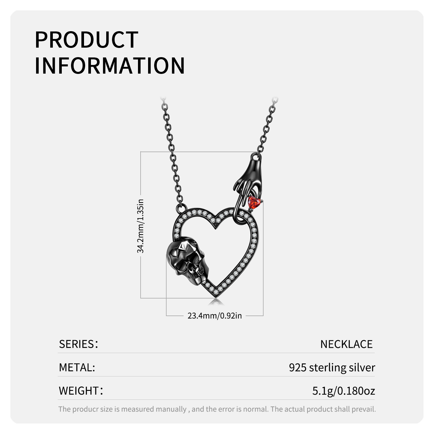 Hip-hop Punk Heart Shape Sterling Silver Inlay Zircon Pendant Necklace display picture 3