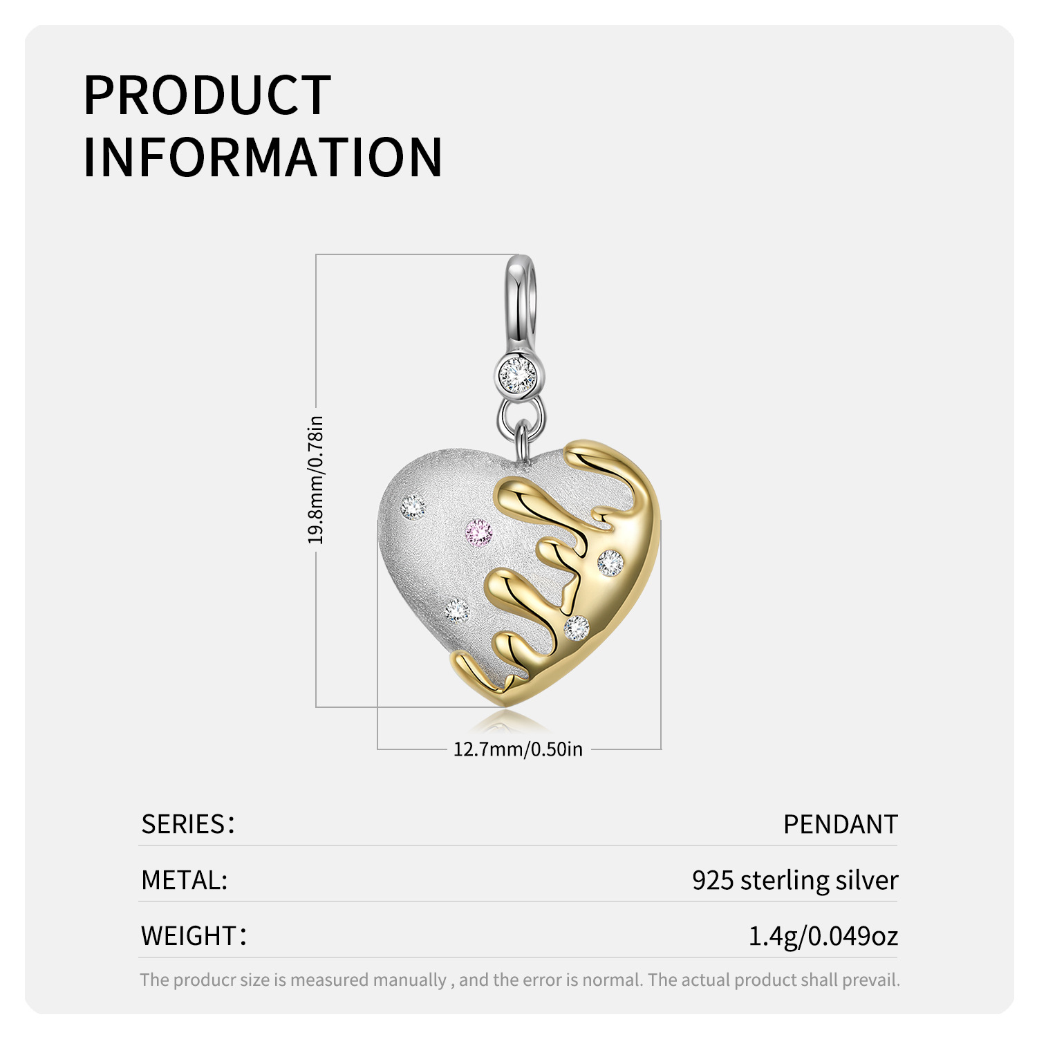 Sweet Simple Style Heart Shape Sterling Silver Inlay Zircon Pendant Necklace display picture 3