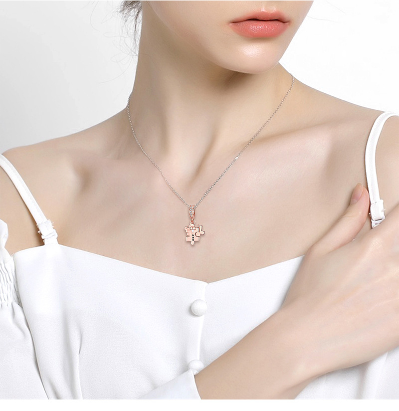 Sucré Style Simple Noeud D'arc Argent Sterling Placage Incruster Zircon Plaqué Or Rose Charmes display picture 7