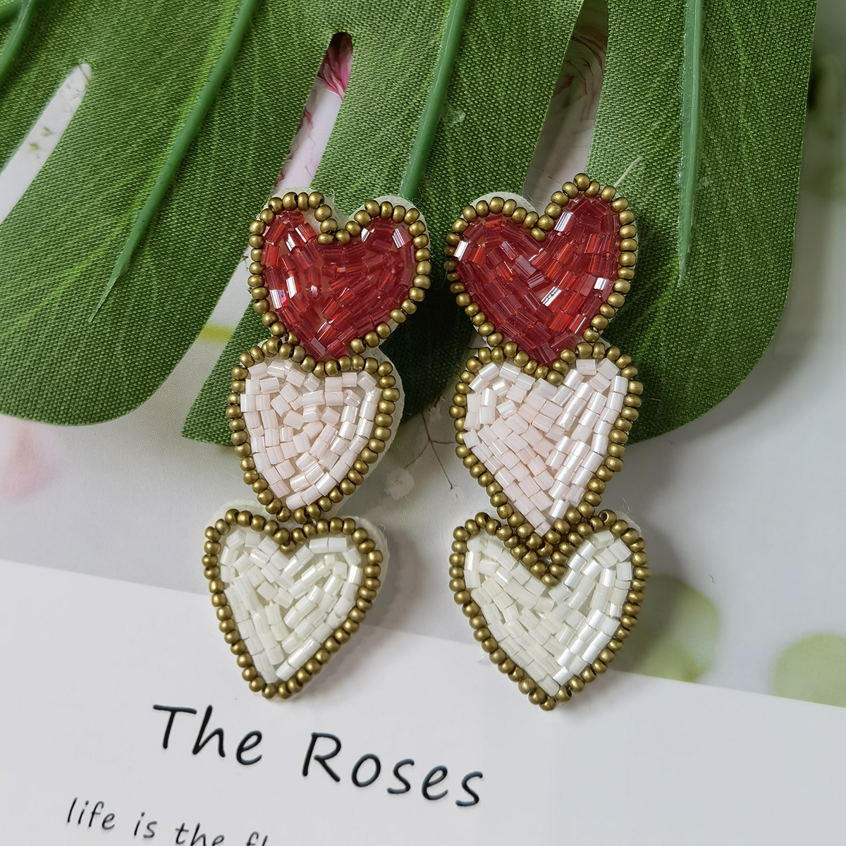 1 Piece Nordic Style Sweet Commute Heart Shape Handmade Plating Cloth Silver Plated Drop Earrings display picture 4