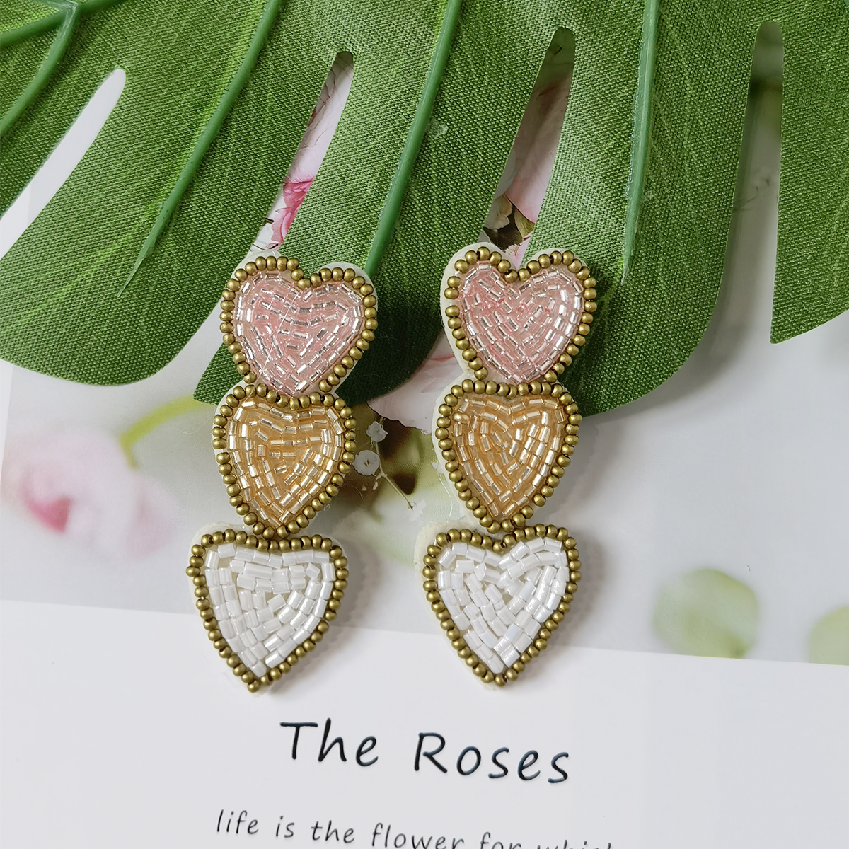 1 Piece Nordic Style Sweet Commute Heart Shape Handmade Plating Cloth Silver Plated Drop Earrings display picture 3
