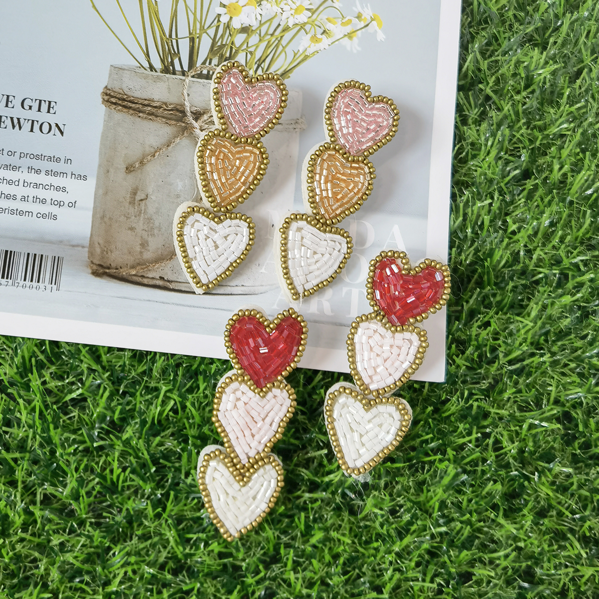 1 Piece Nordic Style Sweet Commute Heart Shape Handmade Plating Cloth Silver Plated Drop Earrings display picture 2