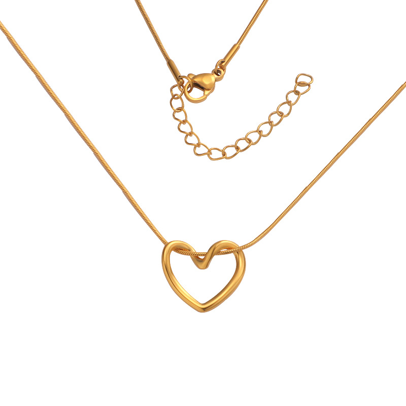Stainless Steel 18K Gold Plated Simple Style Plating Hollow Out Heart Shape None Pendant Necklace Necklace display picture 1