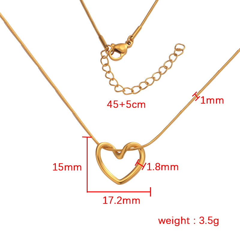 Stainless Steel 18K Gold Plated Simple Style Plating Hollow Out Heart Shape None Pendant Necklace Necklace display picture 2