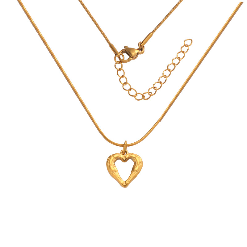 Stainless Steel 18K Gold Plated Simple Style Plating Hollow Out Heart Shape None Pendant Necklace Necklace display picture 3