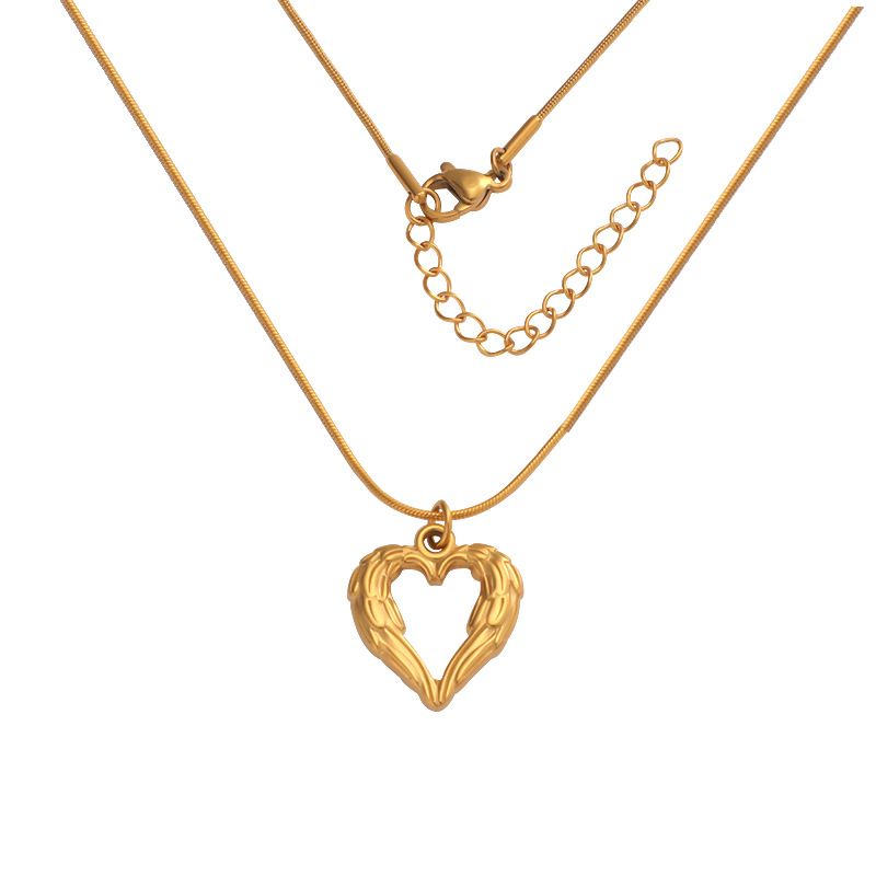 Stainless Steel 18K Gold Plated Simple Style Plating Hollow Out Heart Shape None Pendant Necklace Necklace display picture 5