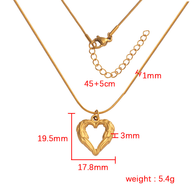 Stainless Steel 18K Gold Plated Simple Style Plating Hollow Out Heart Shape None Pendant Necklace Necklace display picture 6