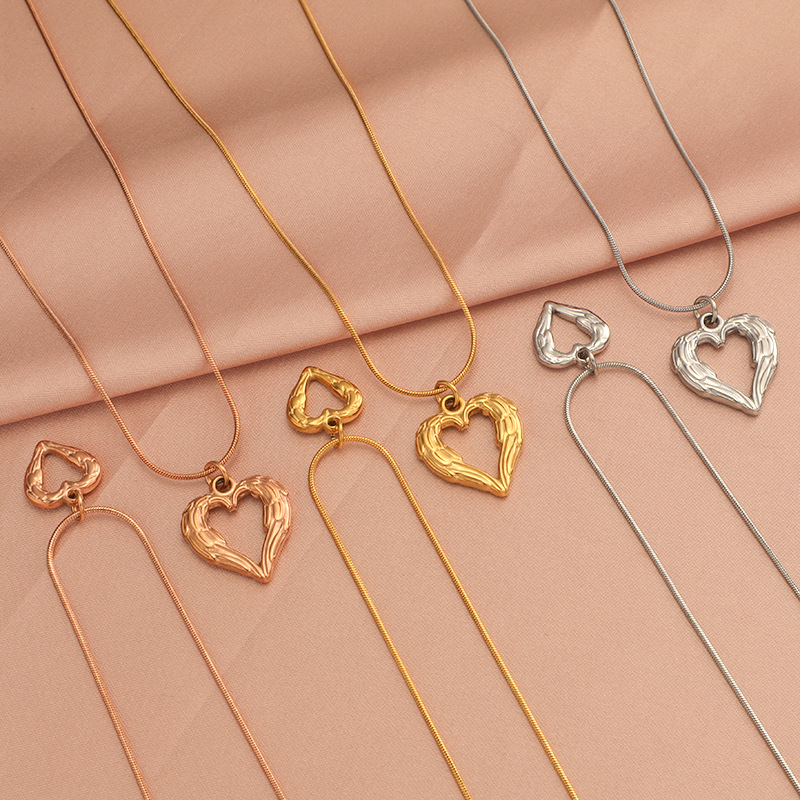 Stainless Steel 18K Gold Plated Simple Style Plating Hollow Out Heart Shape None Pendant Necklace Necklace display picture 21