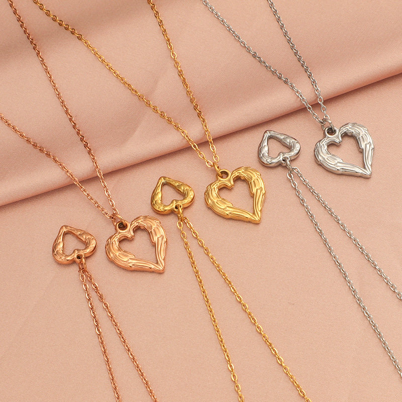 Stainless Steel 18K Gold Plated Simple Style Plating Hollow Out Heart Shape None Pendant Necklace Necklace display picture 30