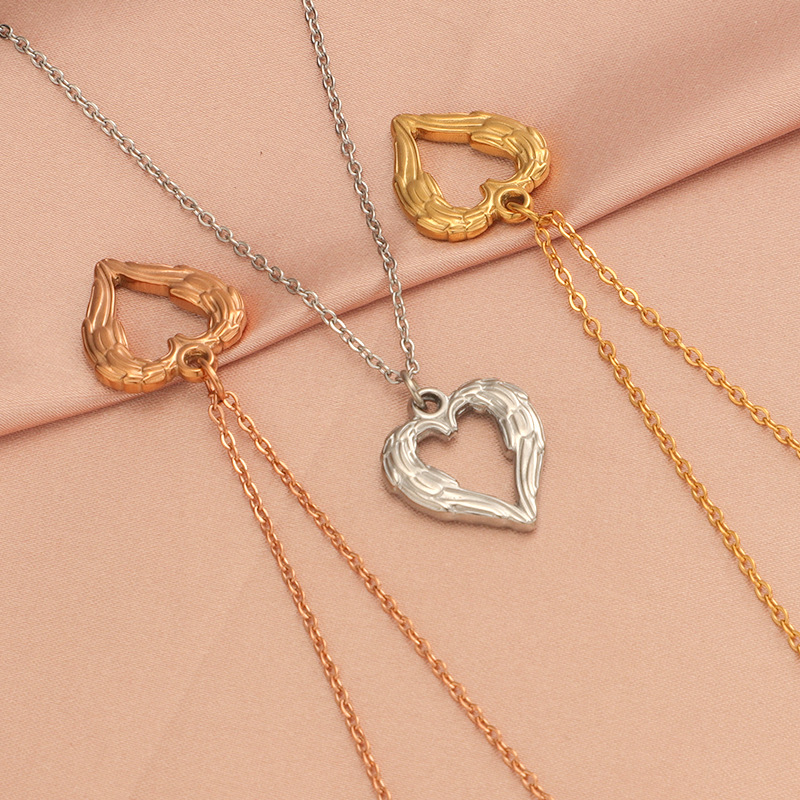 Stainless Steel 18K Gold Plated Simple Style Plating Hollow Out Heart Shape None Pendant Necklace Necklace display picture 31