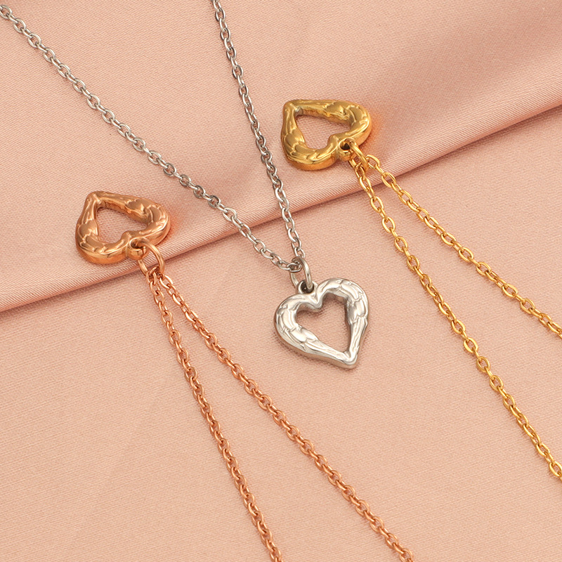 Stainless Steel 18K Gold Plated Simple Style Plating Hollow Out Heart Shape None Pendant Necklace Necklace display picture 32