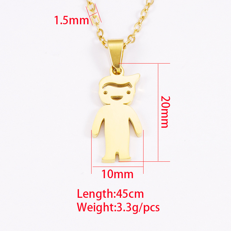Stainless Steel 18K Gold Plated Casual Cute Polishing Plating Human None Pendant Necklace display picture 1