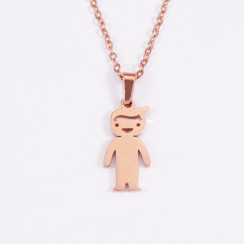 Stainless Steel 18K Gold Plated Casual Cute Polishing Plating Human None Pendant Necklace display picture 4