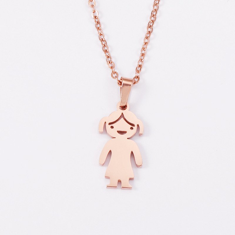Stainless Steel 18K Gold Plated Casual Cute Polishing Plating Human None Pendant Necklace display picture 5