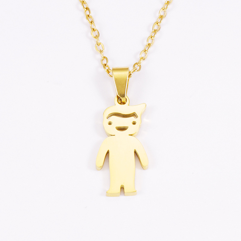 Stainless Steel 18K Gold Plated Casual Cute Polishing Plating Human None Pendant Necklace display picture 6