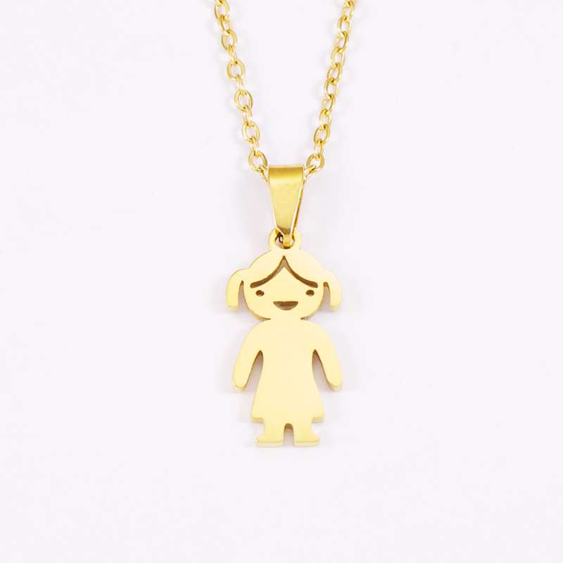 Stainless Steel 18K Gold Plated Casual Cute Polishing Plating Human None Pendant Necklace display picture 7