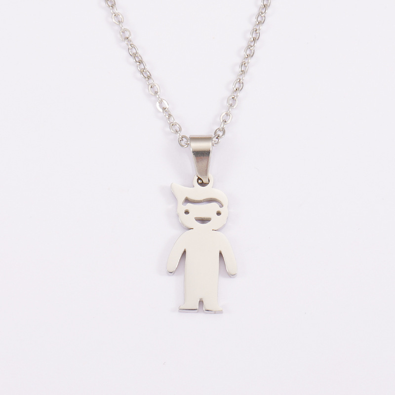 Stainless Steel 18K Gold Plated Casual Cute Polishing Plating Human None Pendant Necklace display picture 8