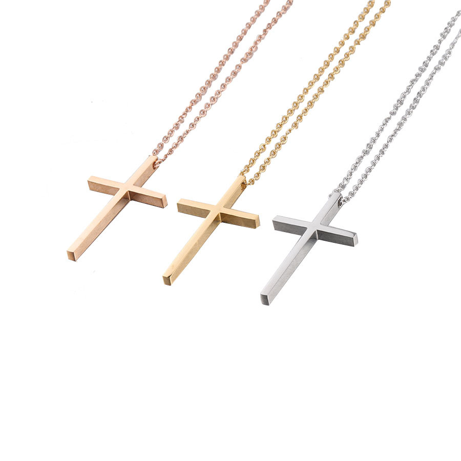 Stainless Steel Titanium Steel 18K Gold Plated Simple Style Plating Cross None Pendant Necklace display picture 1