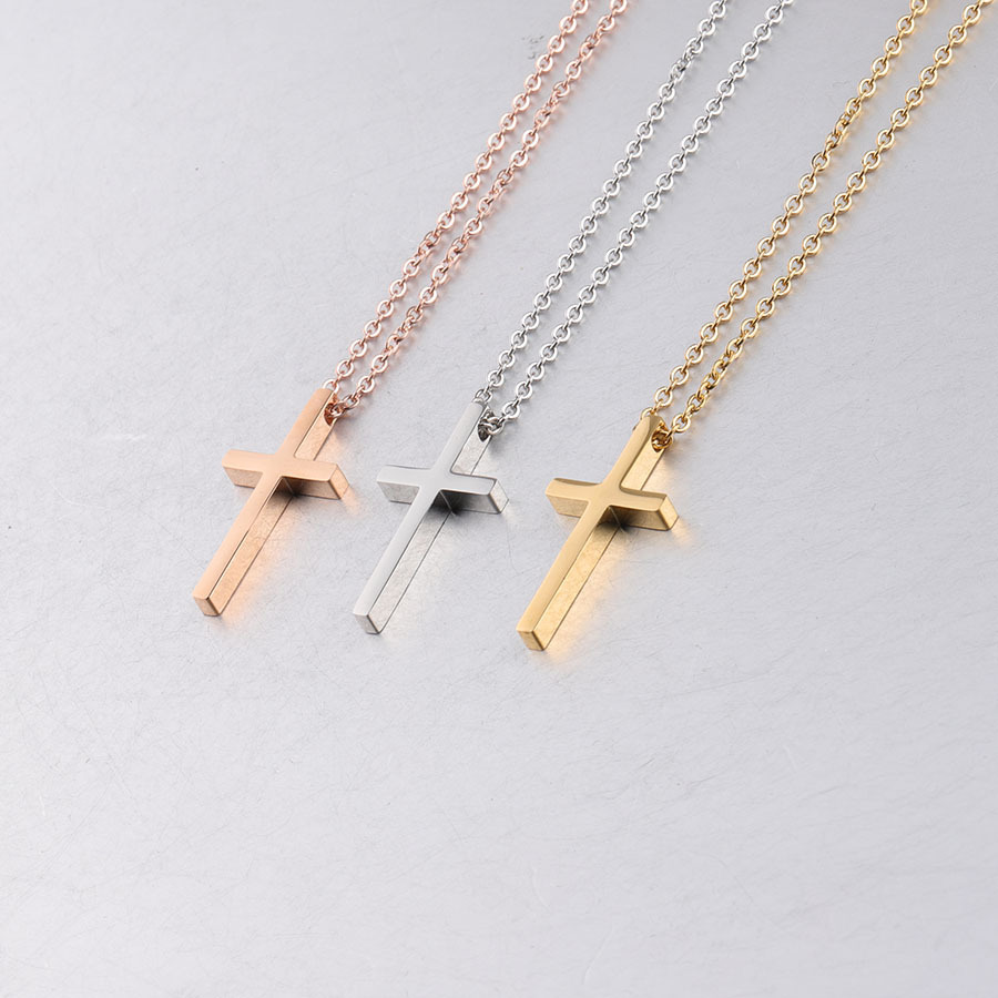 Stainless Steel Titanium Steel 18K Gold Plated Simple Style Plating Cross None Pendant Necklace display picture 4