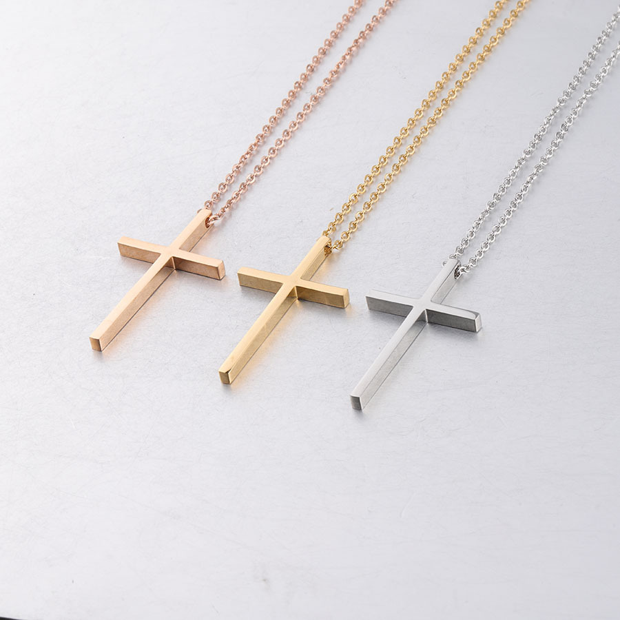 Stainless Steel Titanium Steel 18K Gold Plated Simple Style Plating Cross None Pendant Necklace display picture 5