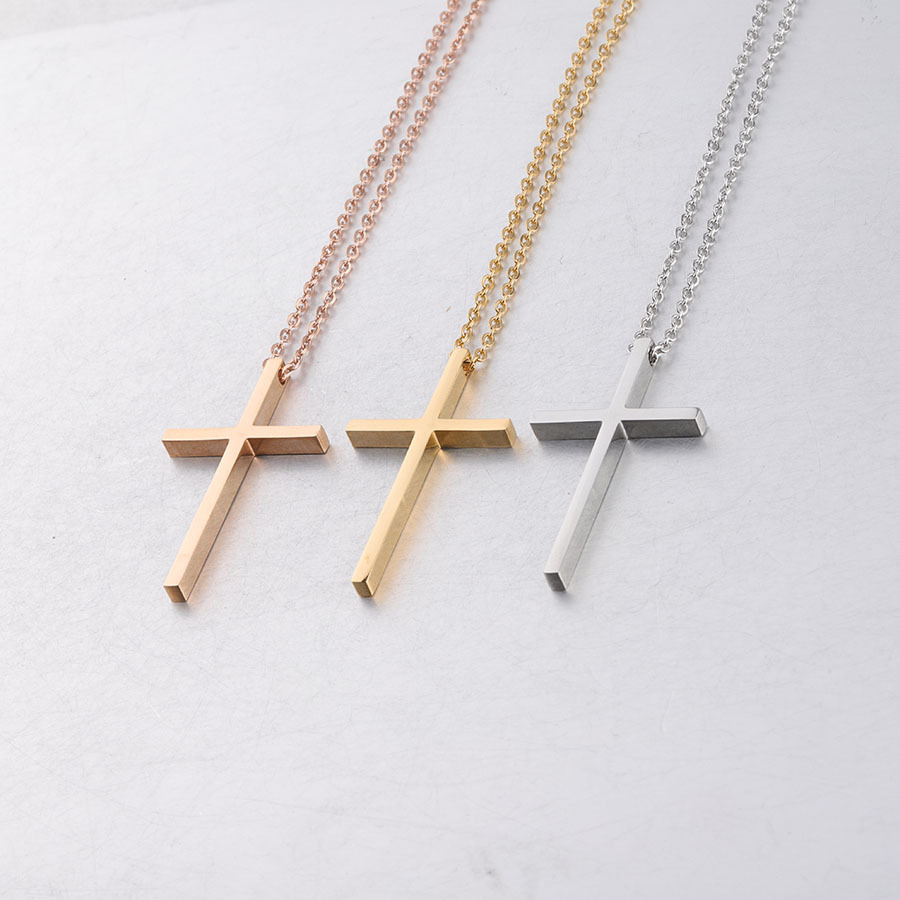Stainless Steel Titanium Steel 18K Gold Plated Simple Style Plating Cross None Pendant Necklace display picture 6