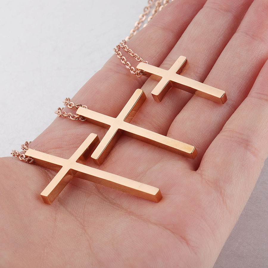 Stainless Steel Titanium Steel 18K Gold Plated Simple Style Plating Cross None Pendant Necklace display picture 7