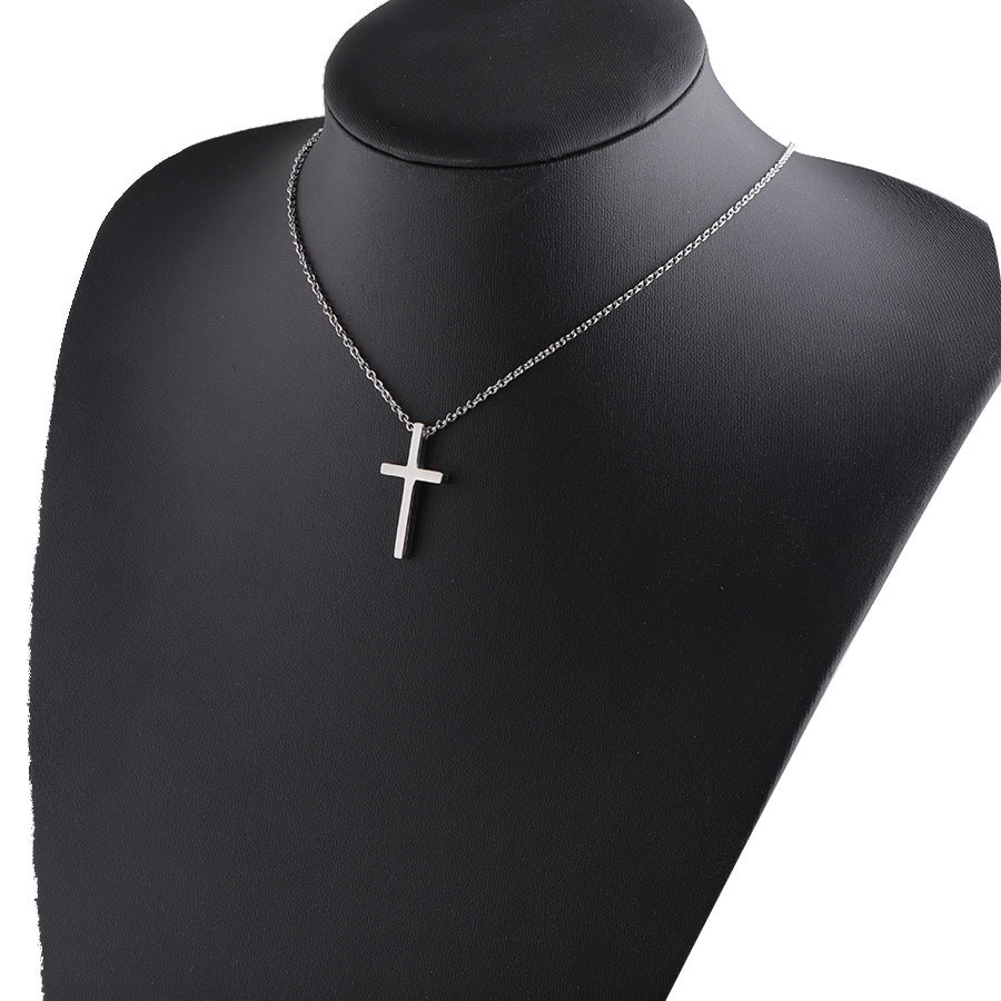 Stainless Steel Titanium Steel 18K Gold Plated Simple Style Plating Cross None Pendant Necklace display picture 10