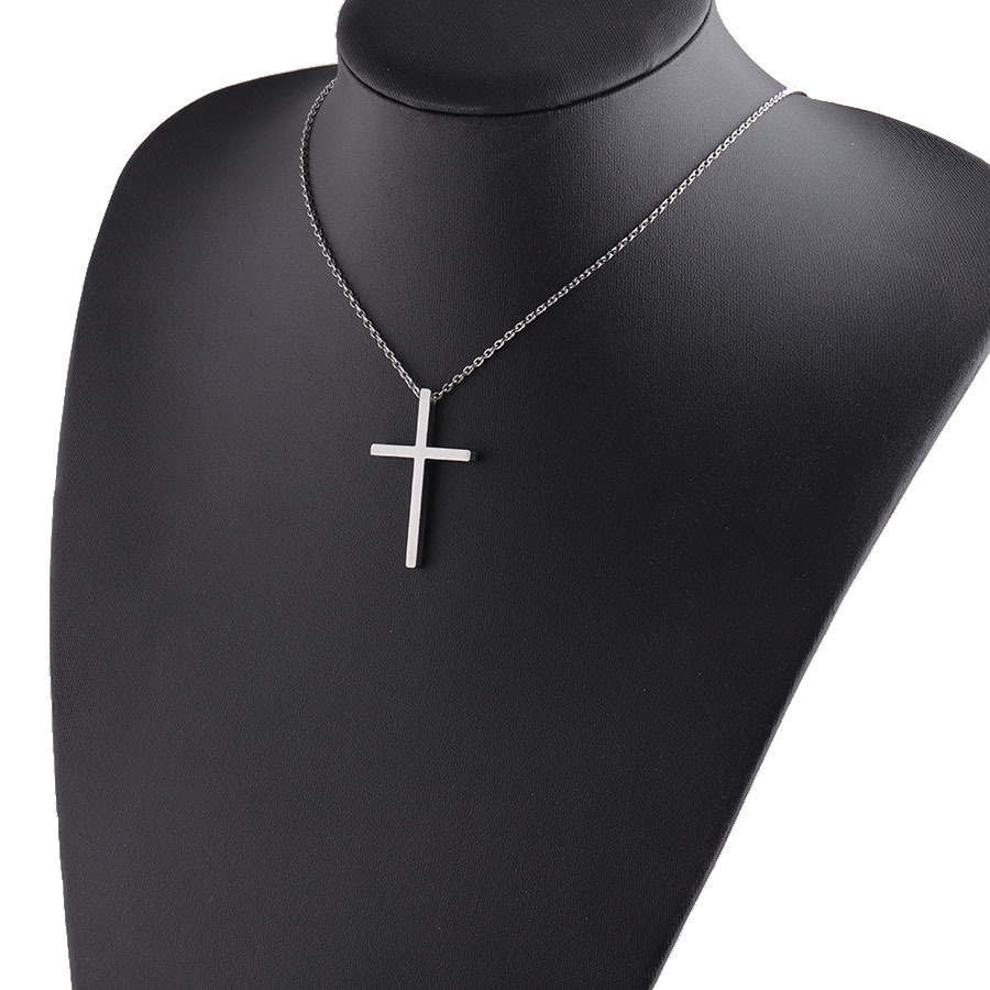 Stainless Steel Titanium Steel 18K Gold Plated Simple Style Plating Cross None Pendant Necklace display picture 11
