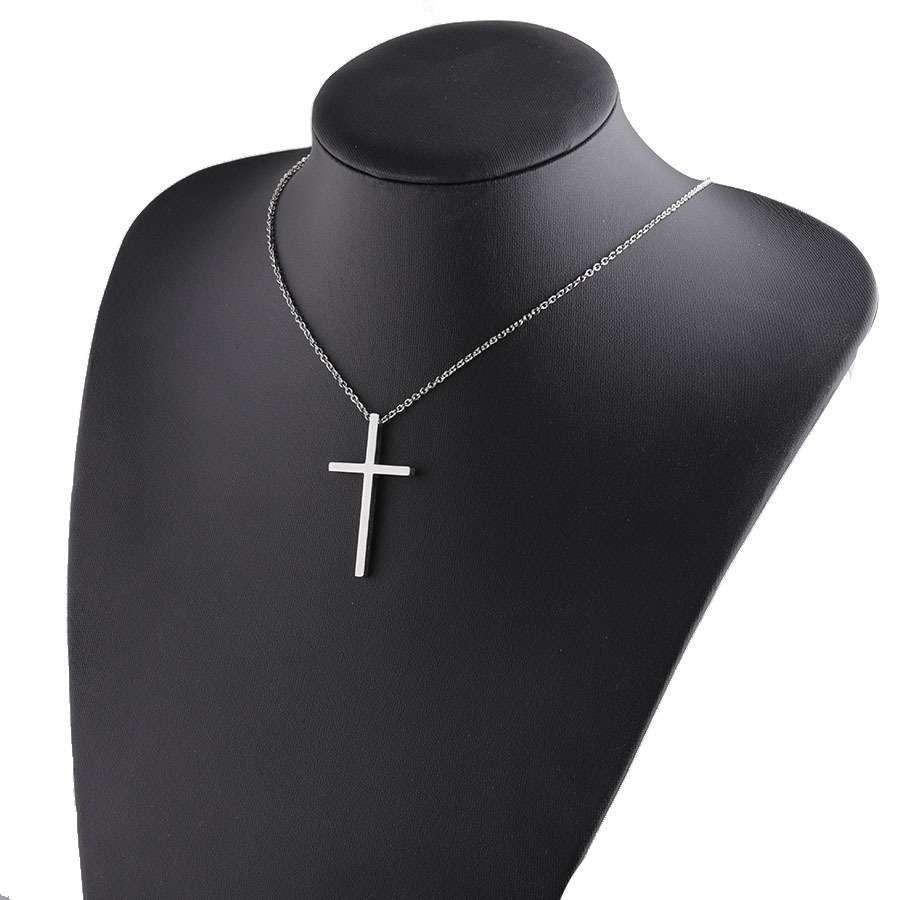 Stainless Steel Titanium Steel 18K Gold Plated Simple Style Plating Cross None Pendant Necklace display picture 12