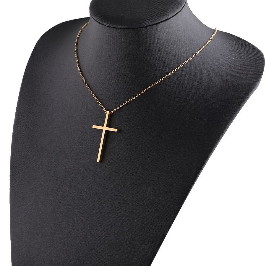 Stainless Steel Titanium Steel 18K Gold Plated Simple Style Plating Cross None Pendant Necklace display picture 14