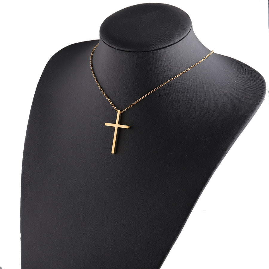 Stainless Steel Titanium Steel 18K Gold Plated Simple Style Plating Cross None Pendant Necklace display picture 15