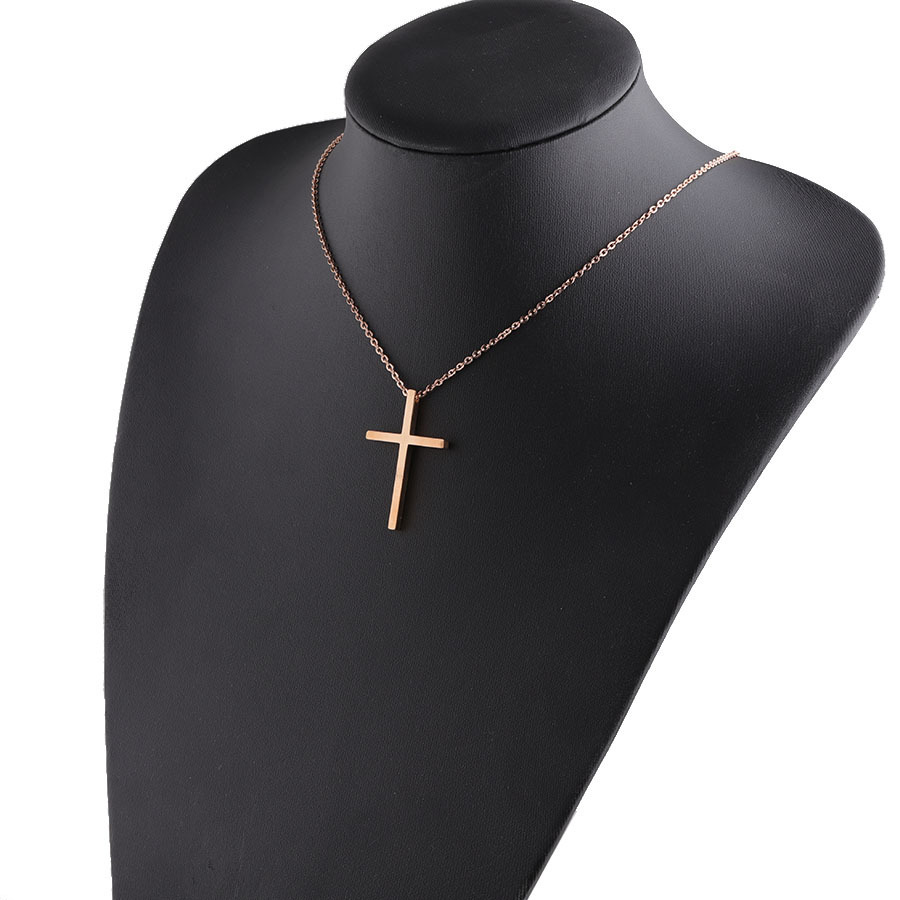 Stainless Steel Titanium Steel 18K Gold Plated Simple Style Plating Cross None Pendant Necklace display picture 17
