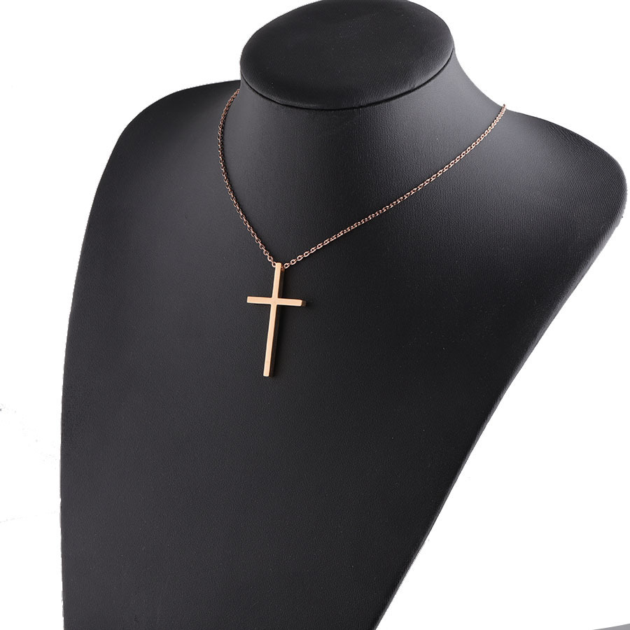 Stainless Steel Titanium Steel 18K Gold Plated Simple Style Plating Cross None Pendant Necklace display picture 18